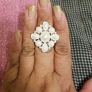 Statement Ring- Pearl and Bling